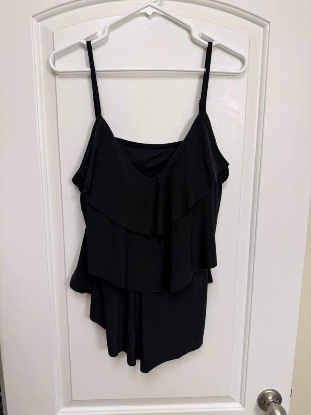 Aqua Green Black Layered Ruffle Swim Cami